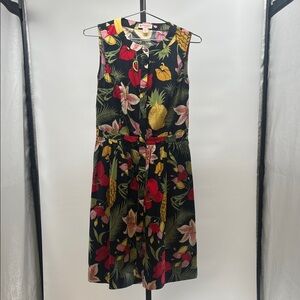 Tropical Floral Sleeveless Dress with pockets!